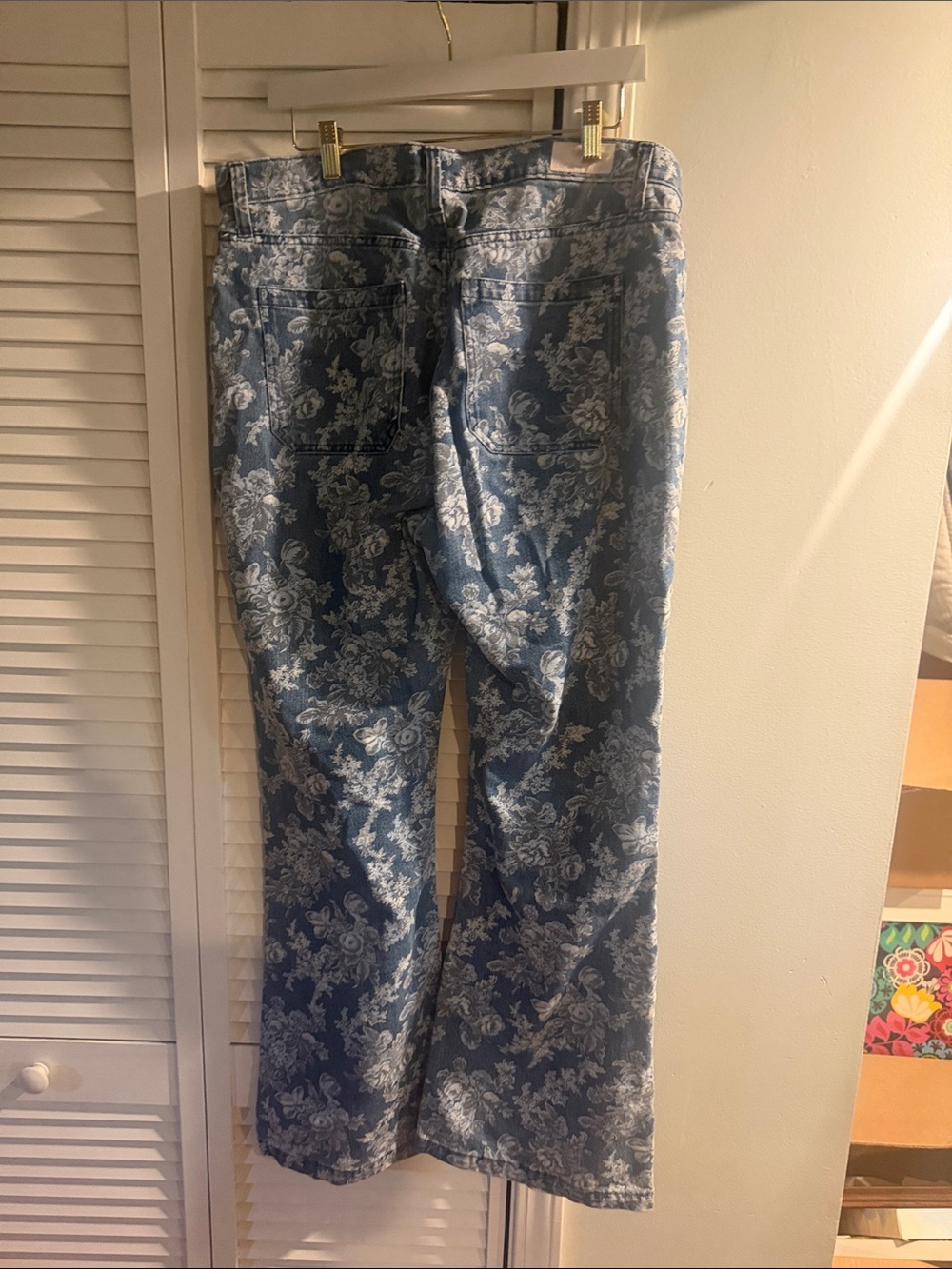 Loveshackfancy for Gap Blue Floral Print Women’s Flare Jeans Size 16 - Picture 4 of 5